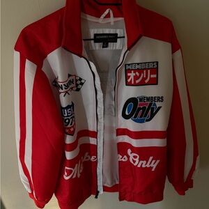 Members Only Red and White Graphic Jacket